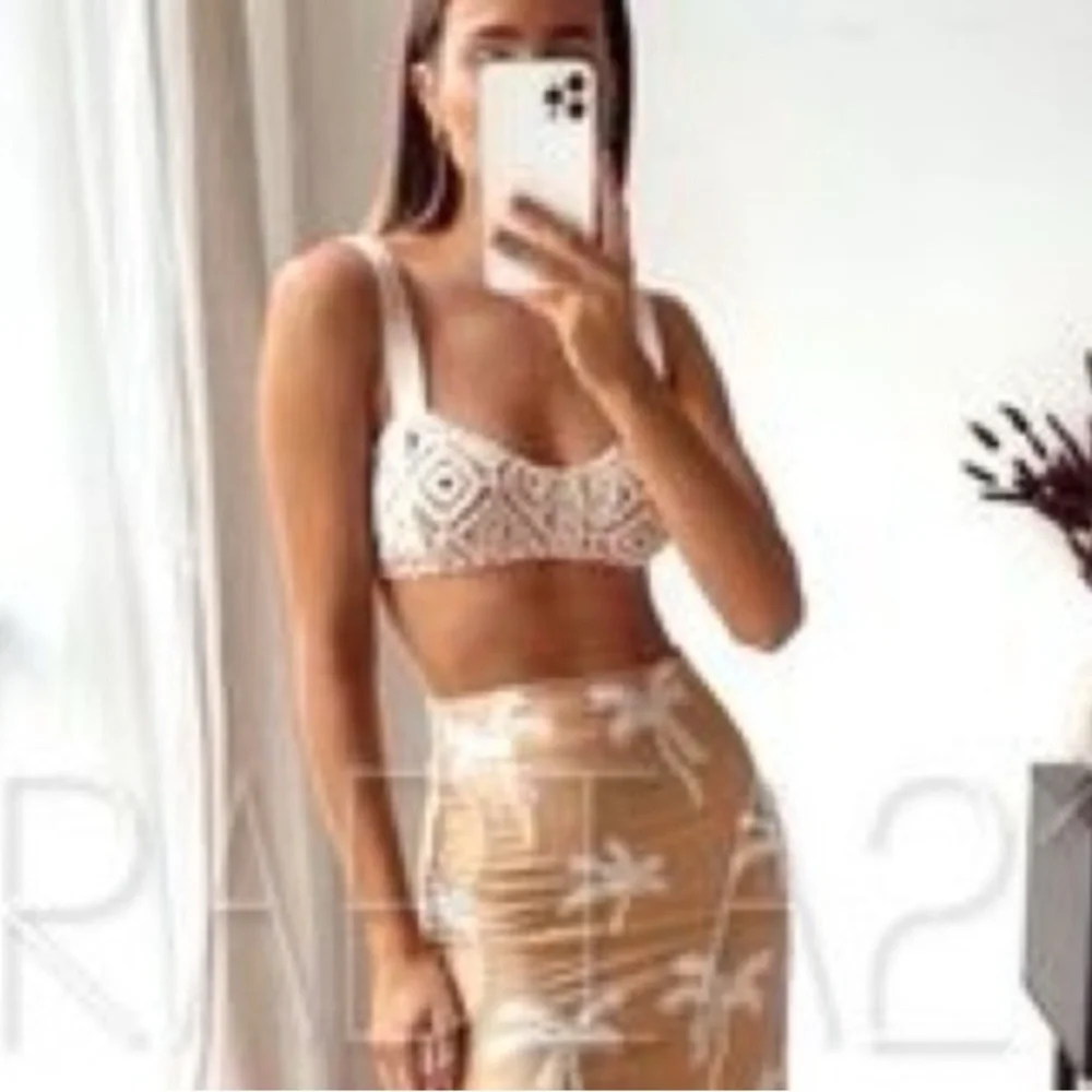 Zara Cream Crochet Crop Top Bralette